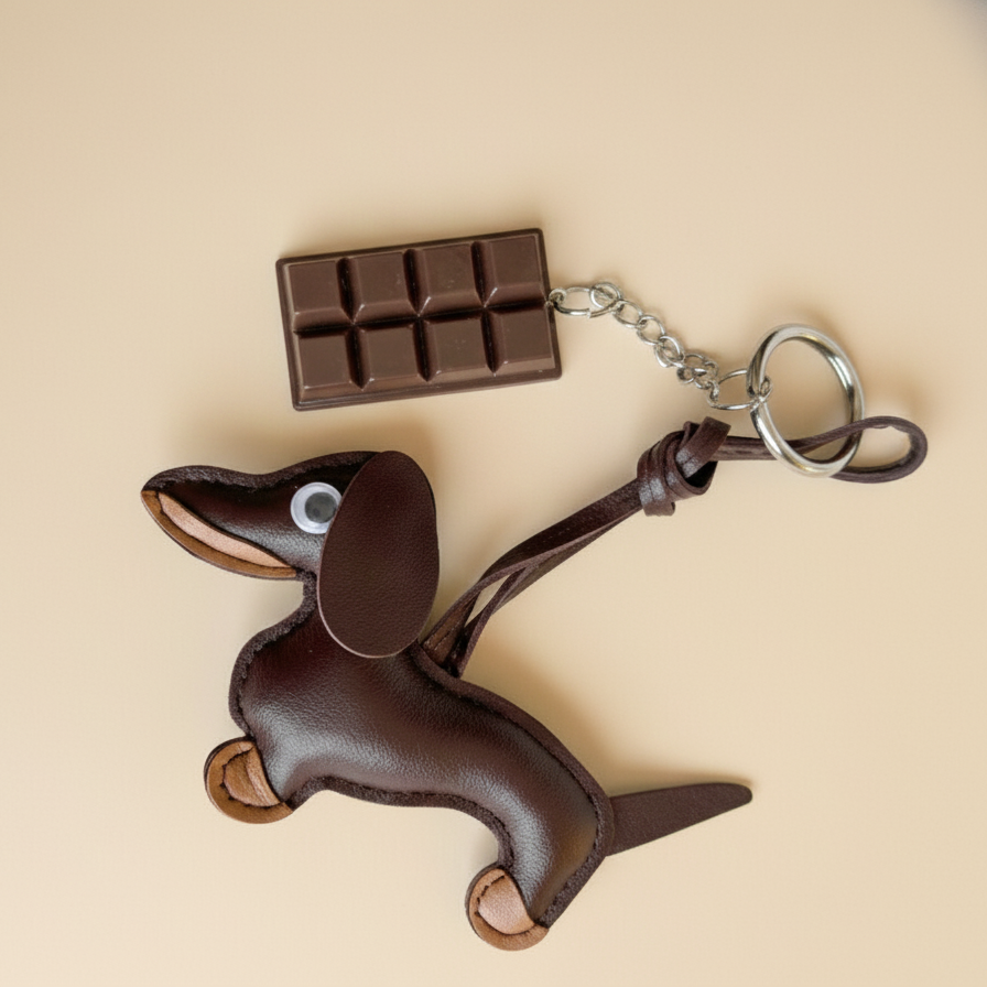Dog purse charm - brown