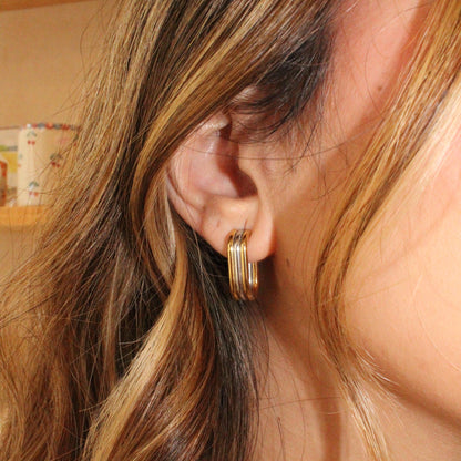 two tone water resistant earrings