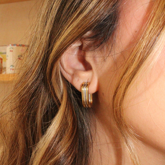 two tone water resistant earrings