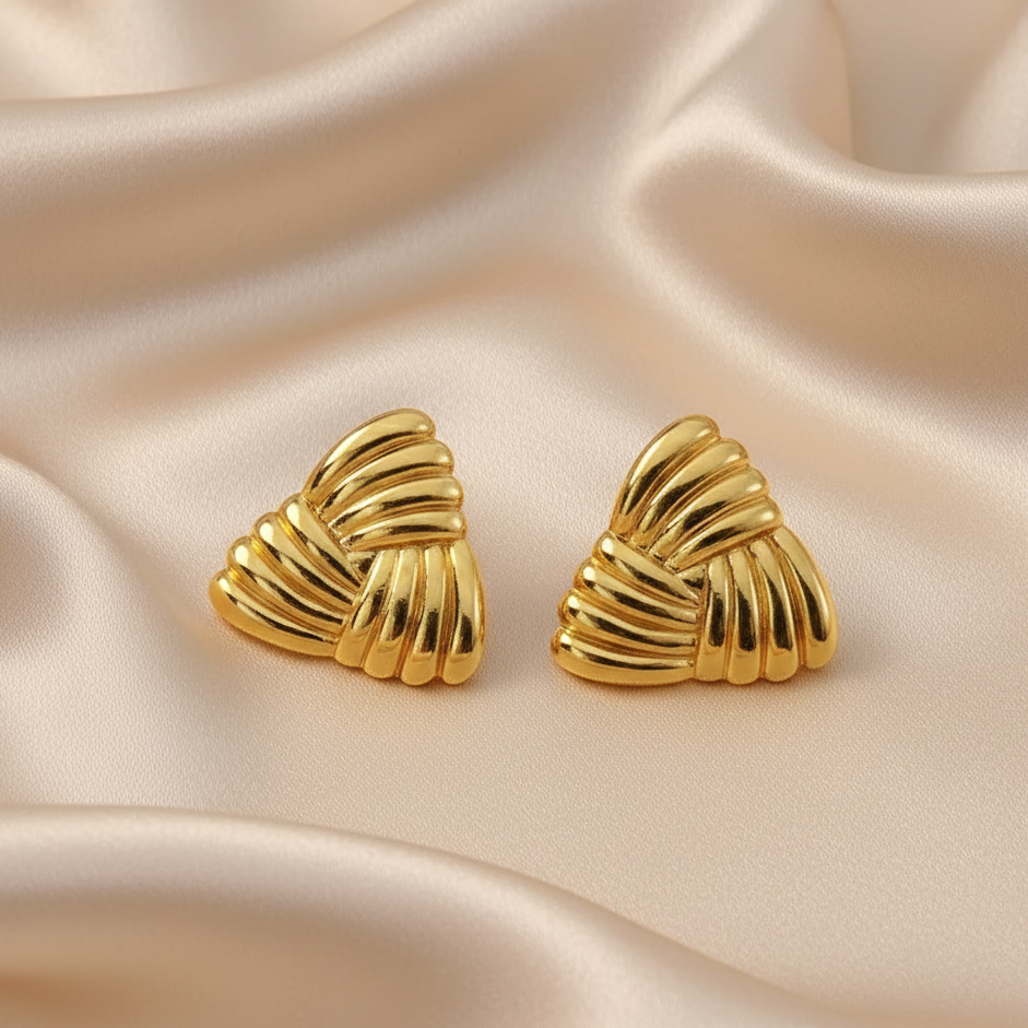 light gold triangle earrings