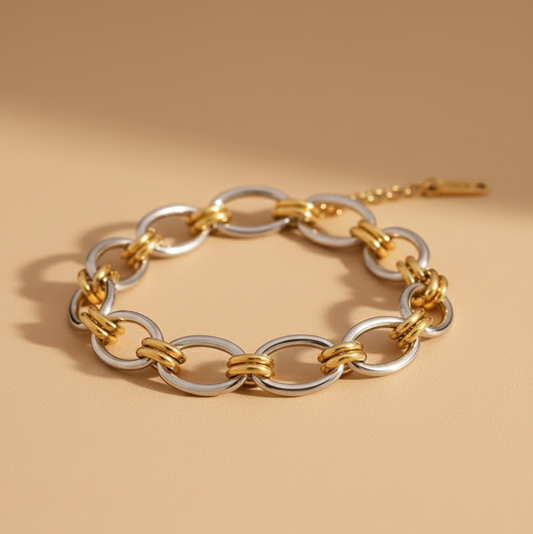 Gold and silver chain bracelet 